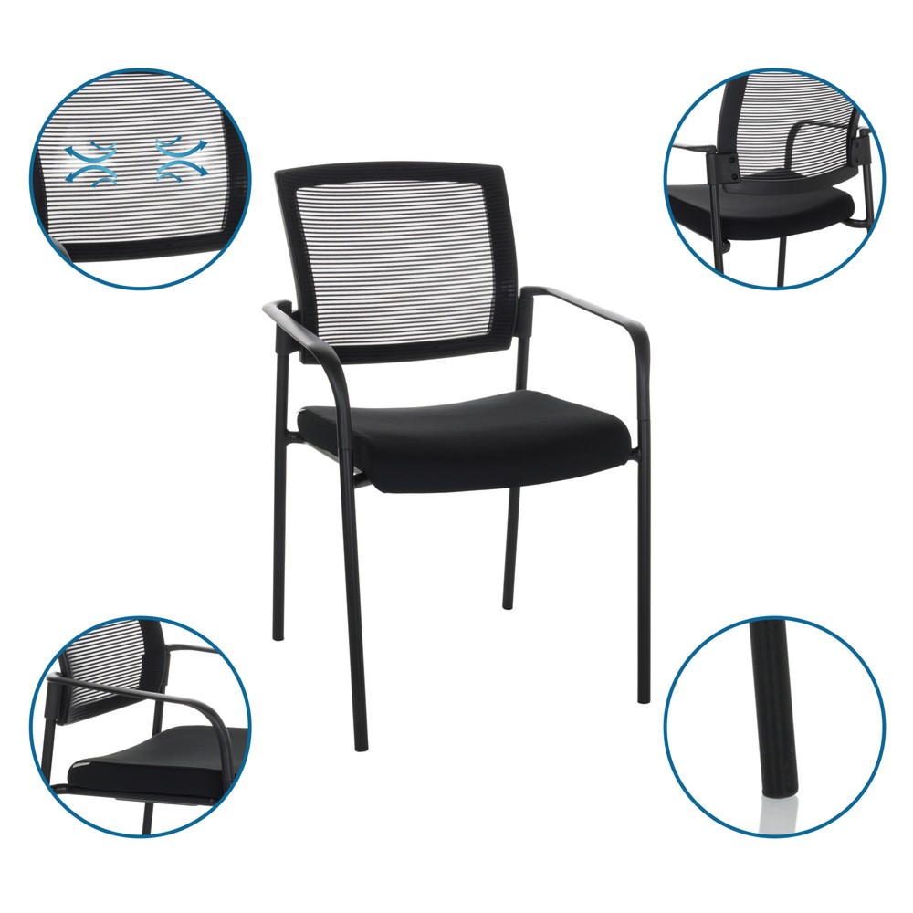 Produktabbildung Nr. 2: Chaise-visiteur / chaise de conférence hjh OFFICE MEET B maille/tissu, noir
