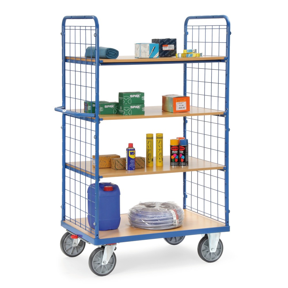 Produktabbildung Nr. 2: fetra® Chariot à plateaux à tablettes fixes, 2 parois grillagées, 4 plateaux de 1 000 x 700 mm