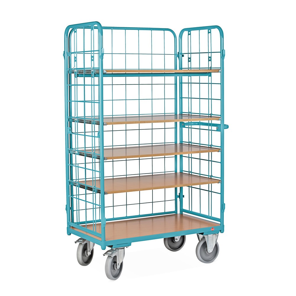 Produktabbildung Nr. 3: Chariot à étages Ameise® avec treillis métallique, fermé sur 3 côtés, 5 tablettes de 1 200 x 800 mm