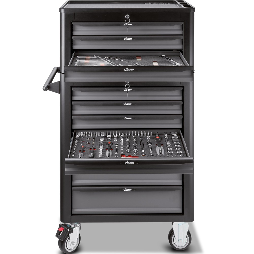 Produktabbildung Nr. 2: Chariot à outils VIGOR® 1000, 7 + 3 tiroirs + coffret de réhausse, assortiment d'outils avec 344 pièces inclus