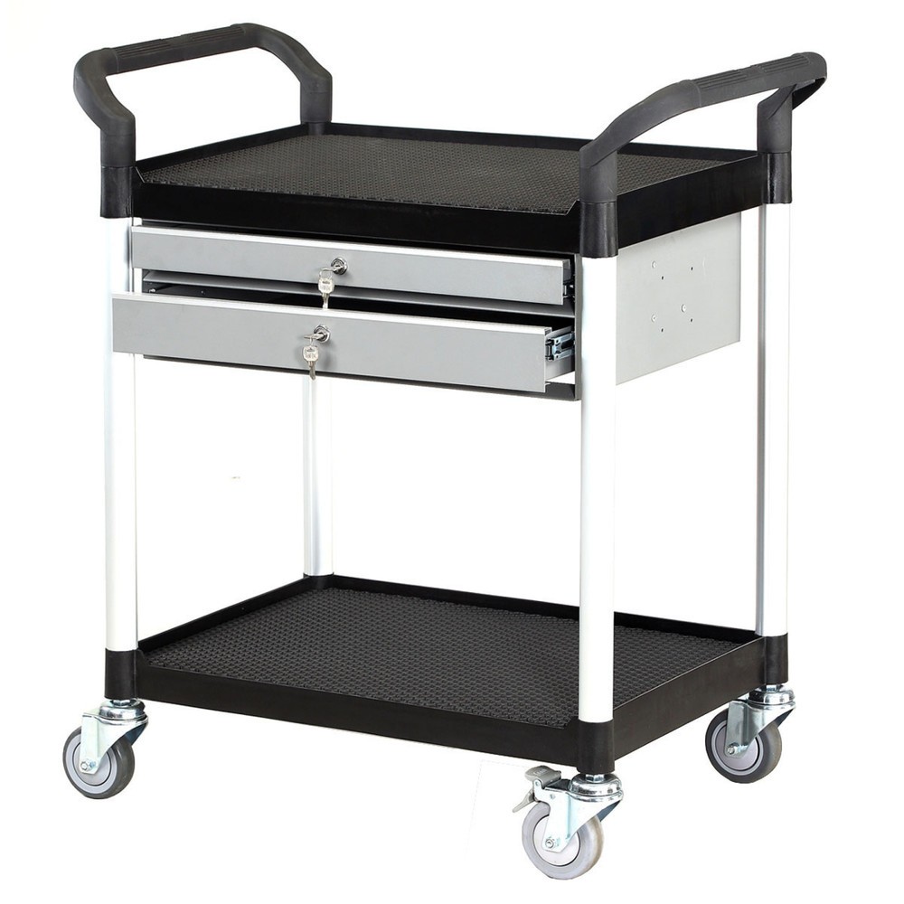 Illustration du produit: Chariot à plateaux Matador 909B-2L noir - 2 plateaux - 2 tiroirs avec serrure