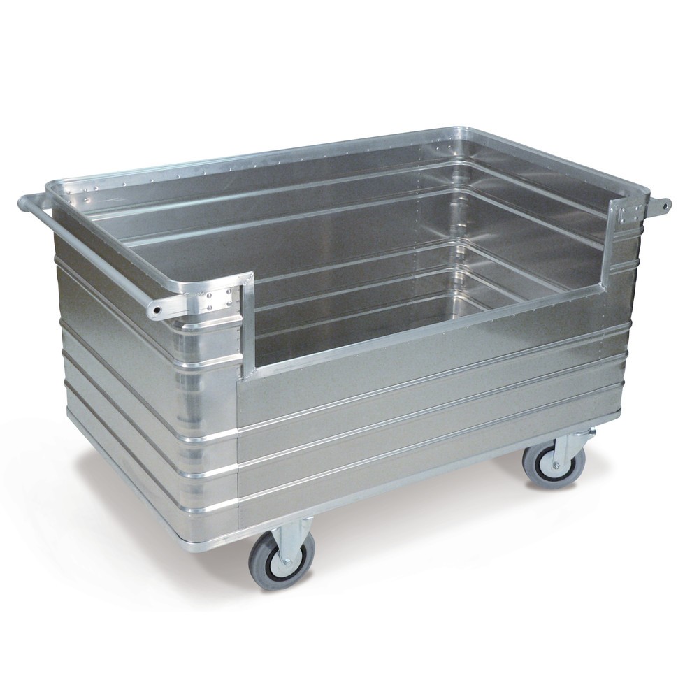 Illustration du produit: Chariot-caisse en aluminium, paroi pleine avec découpe latérale, 945 litres