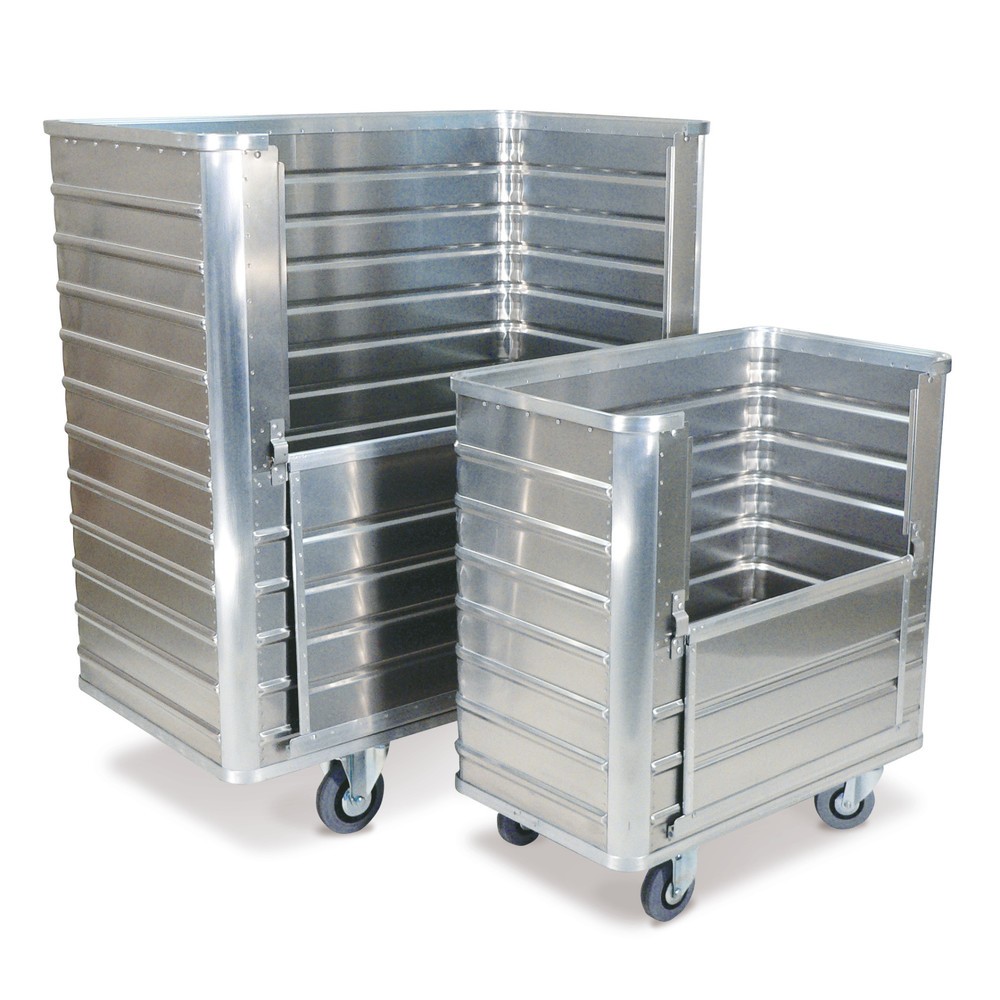 Illustration du produit: Chariot-caisse en aluminium avec paroi semi-rabattable, 355 litres