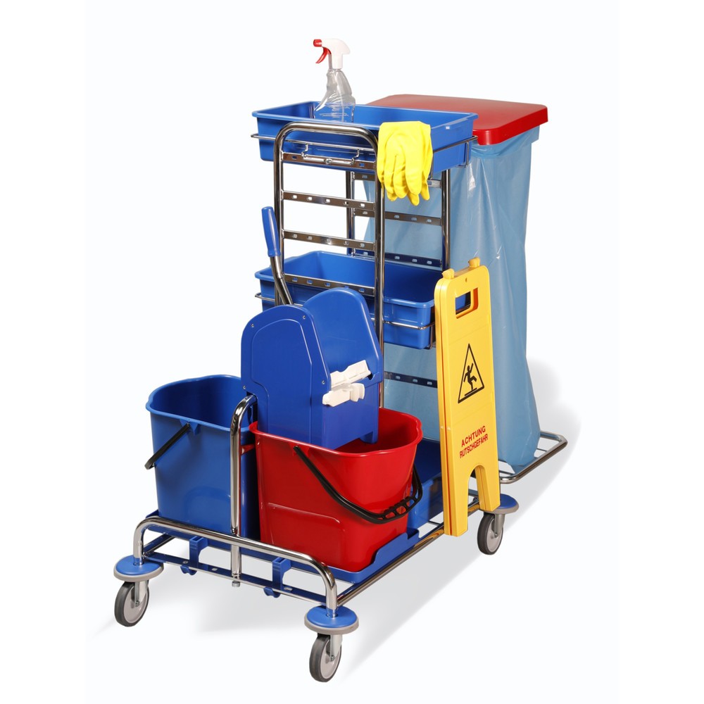 Illustration du produit: Chariot de nettoyage Universel I, chromé, 2 x 15 litres, presse à serpillière