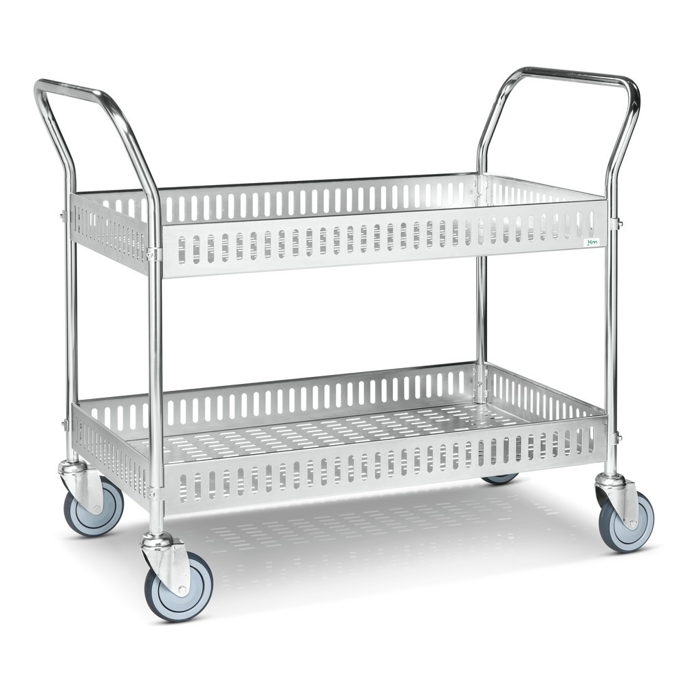 Illustration du produit: Chariot de service, entièrement galvanisée, arceaux hauts, 2 plateaux de 935 x 535 mm