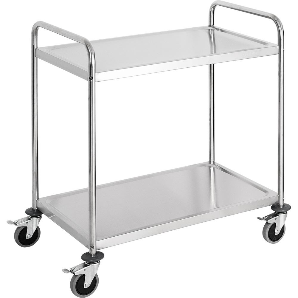 Illustration du produit: Chariot de service Stalgast en acier inoxydable, avec deux étagères, 860 x 540 x 920 mm (L x P x H)