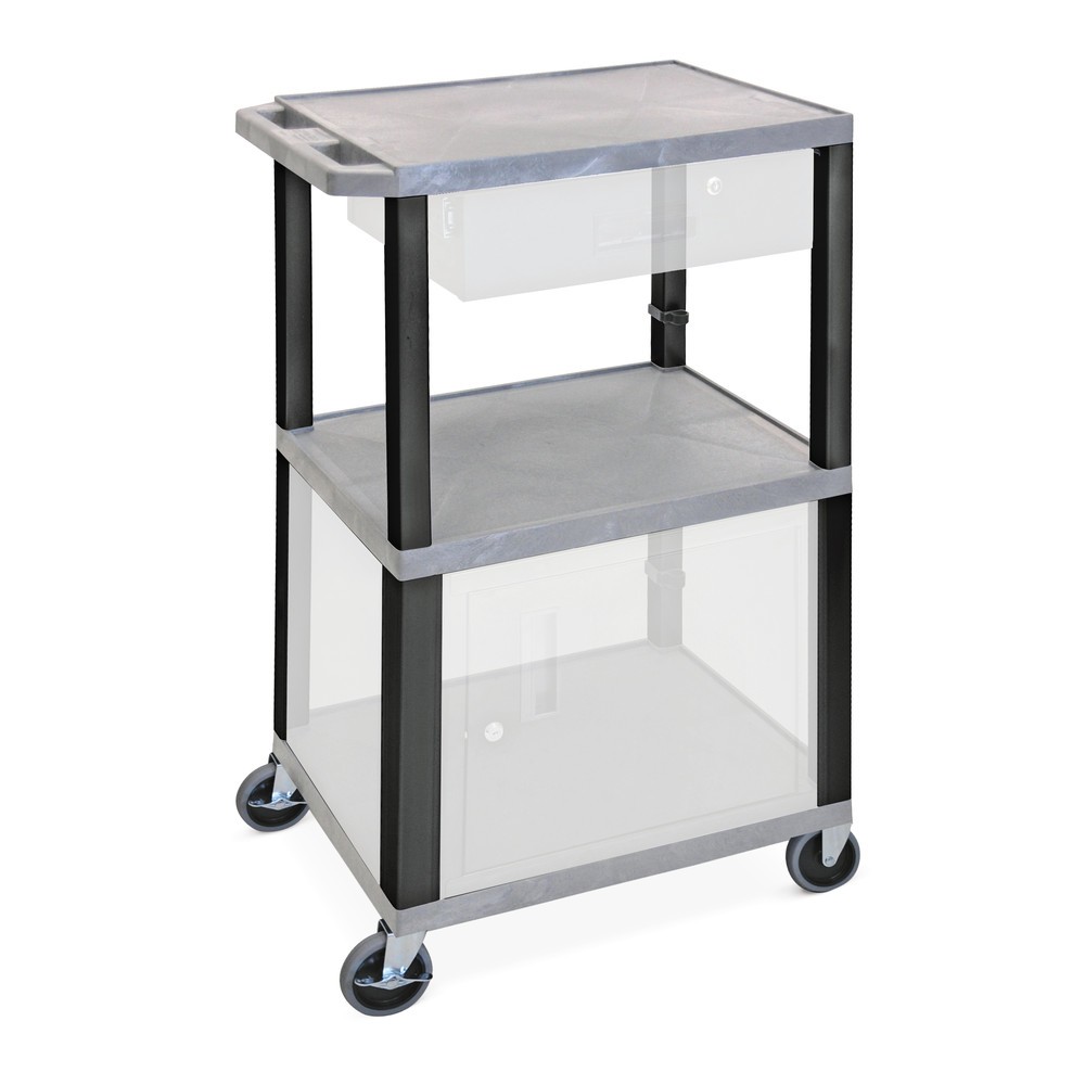 Illustration du produit: Chariot de transport en plastique, 3 niveaux, capacité de charge 150 kg, gris