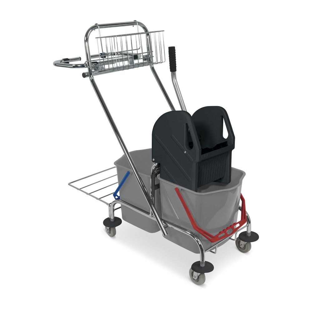 Illustration du produit: Chariot de lavage double seau Sprintus chromé, 2 seaux de 17 litres