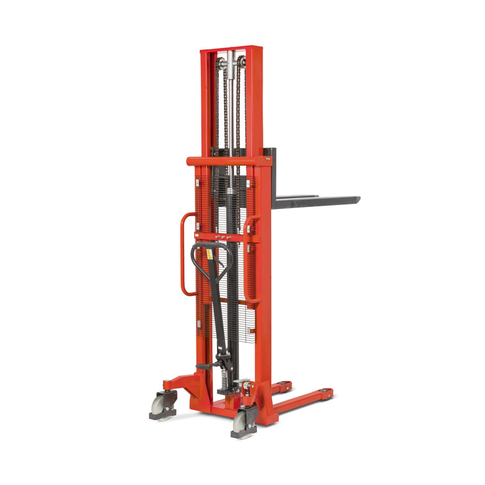 Illustration du produit: Chariot élévateur hydraulique BASIC PSM 1.0 avec mât télescopique double, hauteur de levage 2 500 mm, capacité de charge 1 000 kg