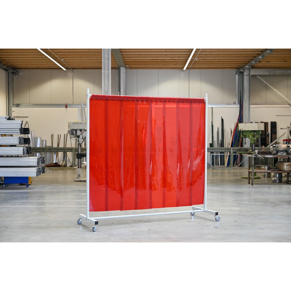 Produktabbildung Nr. 2: Écran de soudage mobile avec pans orientables, selon ISO EN 25980 (EN 1598), en 1 partie, lamelles de 2 mm, rouge / transparent