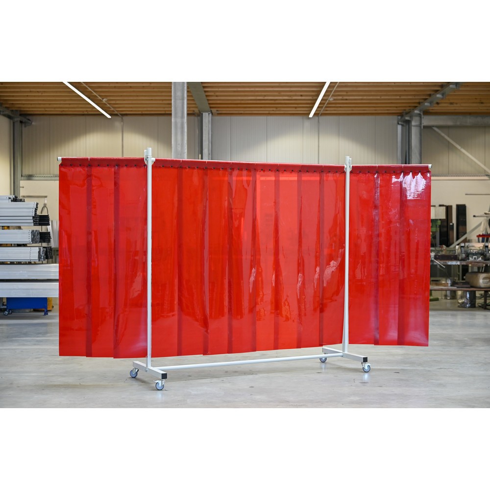 Produktabbildung Nr. 2: Écran de soudage mobile avec pans orientables, selon ISO EN 25980 (EN 1598), en 3 parties, lamelles de 2 mm, rouge / transparent