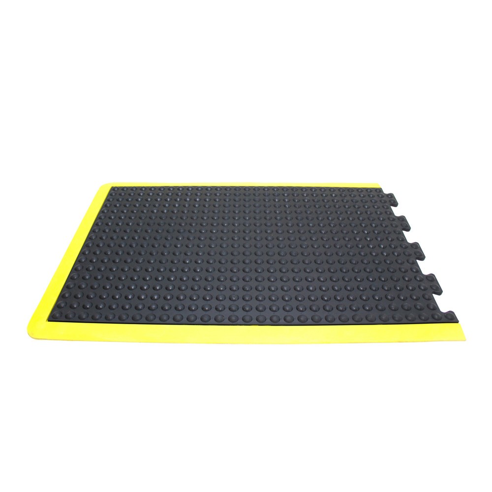 Produktabbildung: COBA Anti-Ermüdungsmatte Bubblemat Safety, Endstück, BxL 900 x 1.200 mm, schwarz/gelb