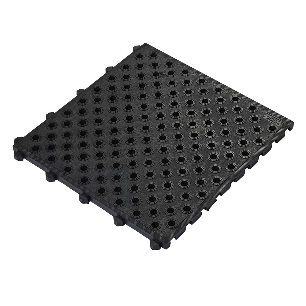 Produktabbildung: COBA Anti-Ermüdungsmatte Fatigue Lock Premium, gelocht, BxL 500 x 500 mm, schwarz