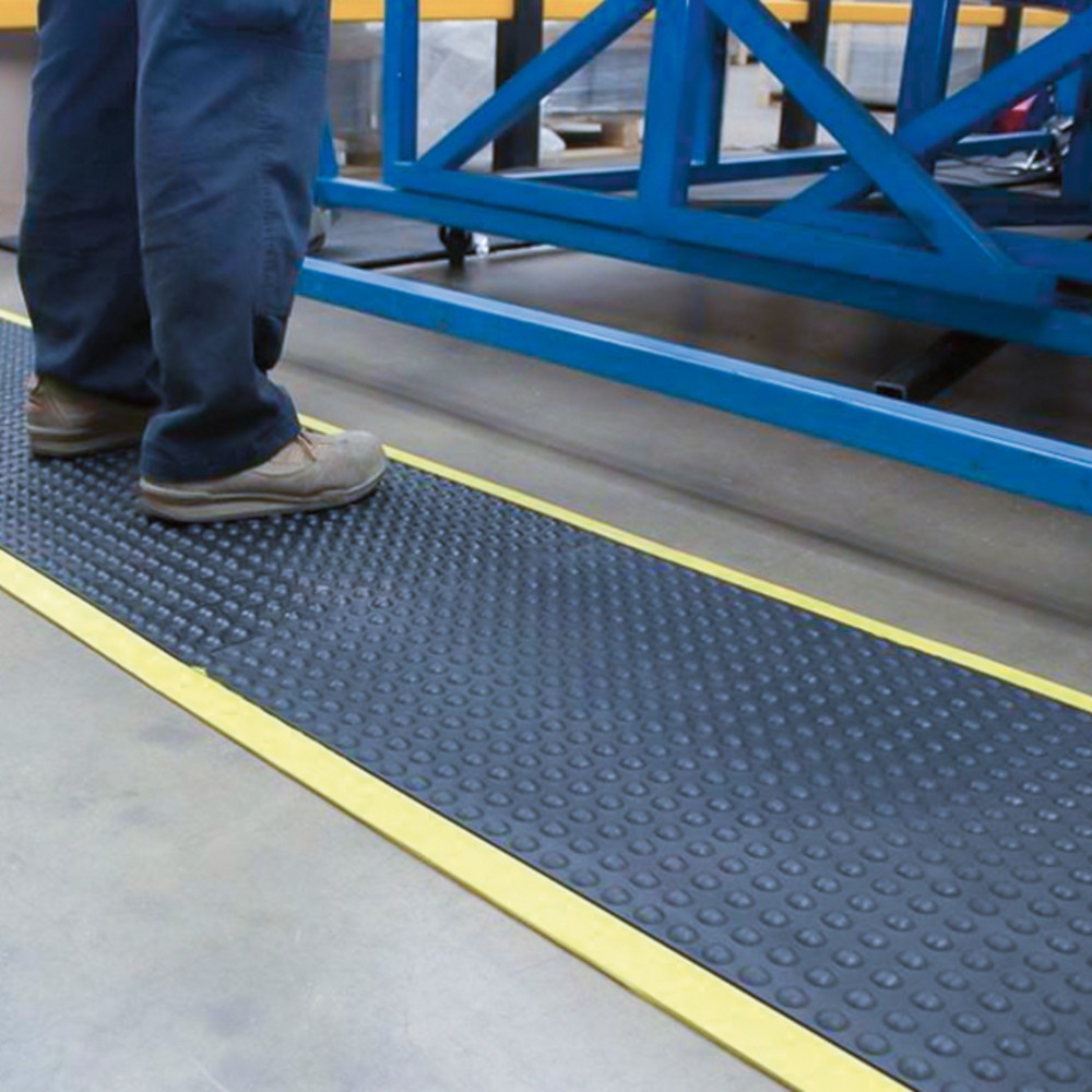 N° de l'image du produit 4 : COBA Tapis anti-fatigue, à picots, système de dalles, dalle de coin, rebord jaune