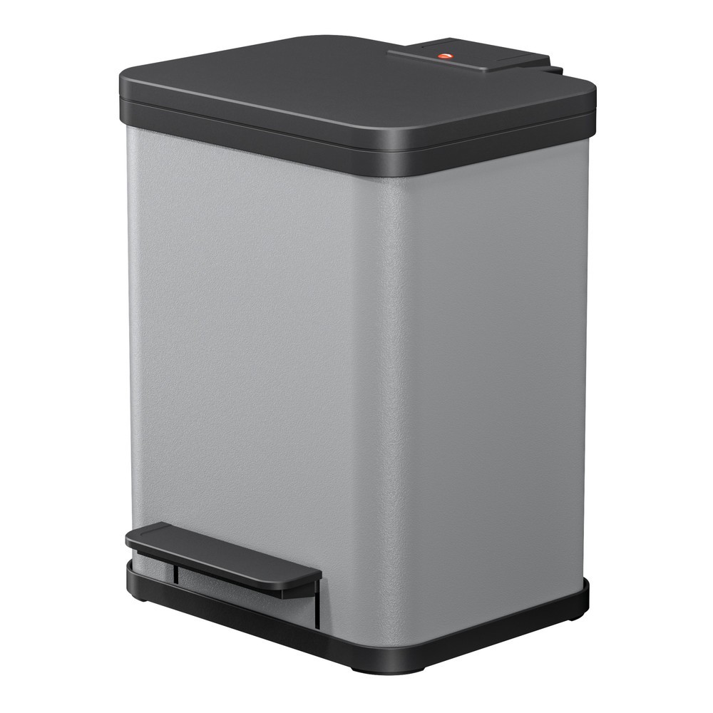 Produktabbildung Nr. 1: Collecteur de déchets à pédale Hailo Öko duo Plus M, 2 x 9 litres, mécanisme de fermeture amorti, gris clair, mat