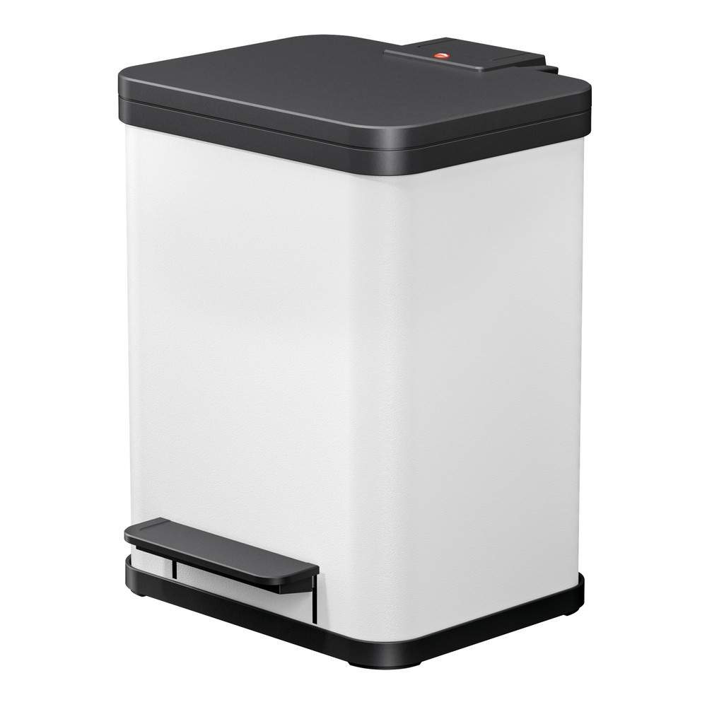 Produktabbildung Nr. 1: Collecteur de déchets à pédale Hailo Öko duo Plus M, 2 x 9 litres, mécanisme de fermeture amorti, blanc, mat