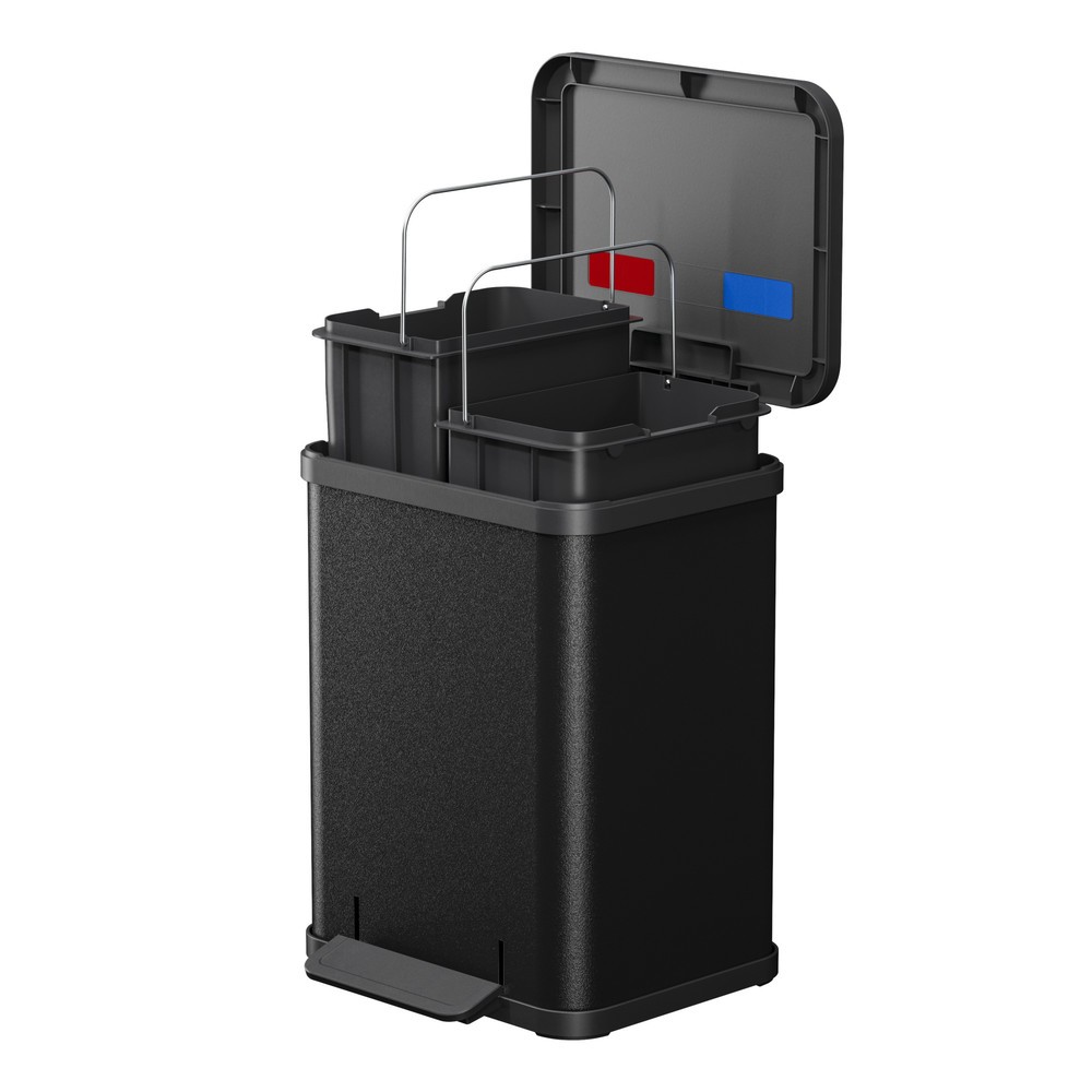 Produktabbildung Nr. 3: Hailo Collecteur de déchets à pédale Öko duo Plus M, 2 x 9 litres, mécanisme de fermeture amorti, noir foncé, mat