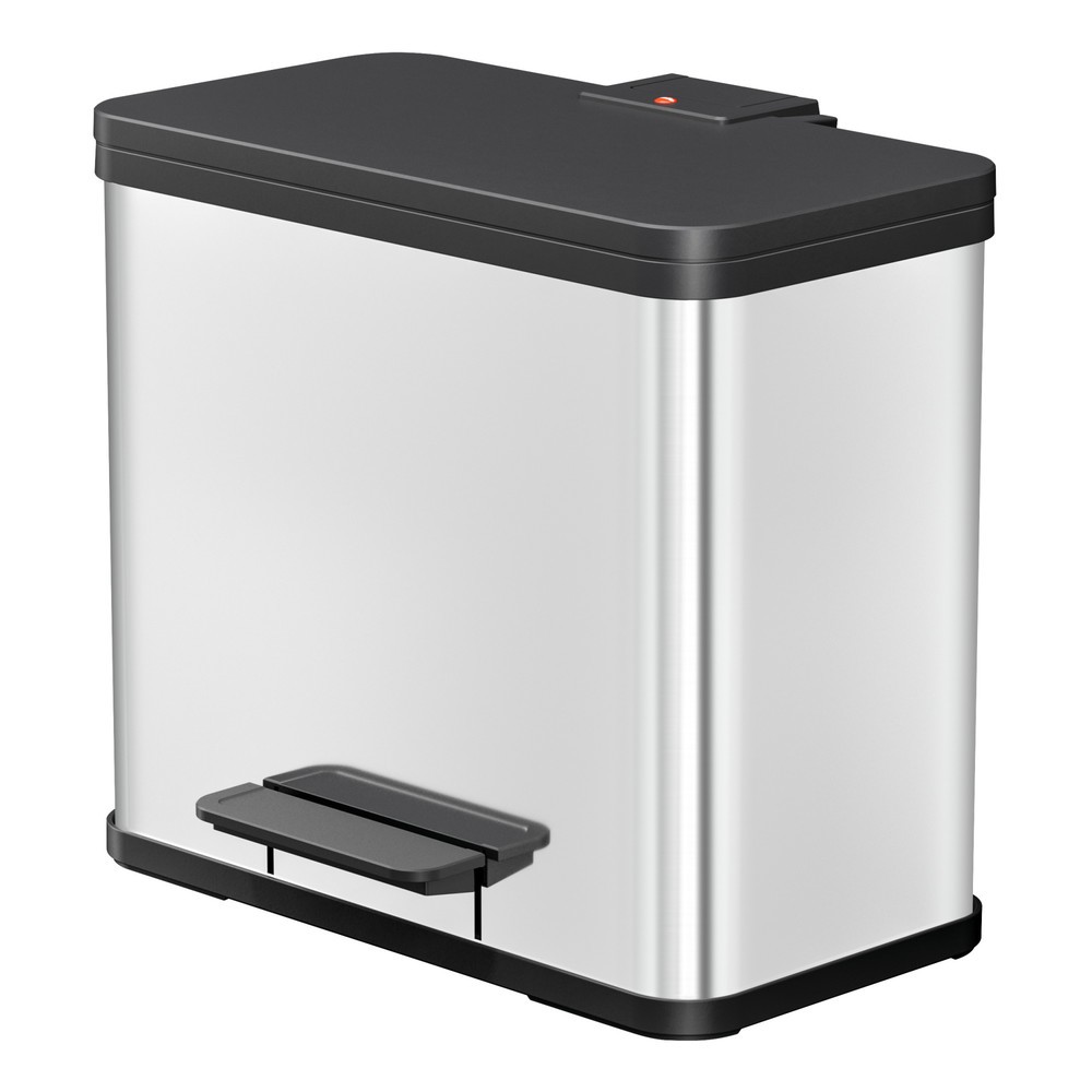 N° de l'image du produit 1 : Collecteur de déchets à pédale Hailo Öko trio Plus L, 3 x 9 litres, mécanisme de fermeture amorti, acier inoxydable, mat