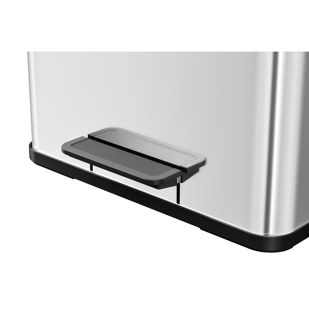 N° de l'image du produit 2 : Collecteur de déchets à pédale Hailo Öko trio Plus L, 3 x 9 litres, mécanisme de fermeture amorti, acier inoxydable, mat