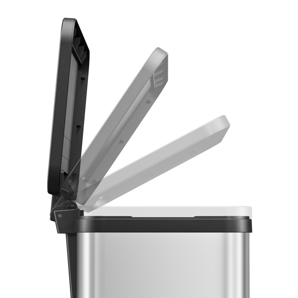 N° de l'image du produit 3 : Collecteur de déchets à pédale Hailo Öko trio Plus L, 3 x 9 litres, mécanisme de fermeture amorti, acier inoxydable, mat