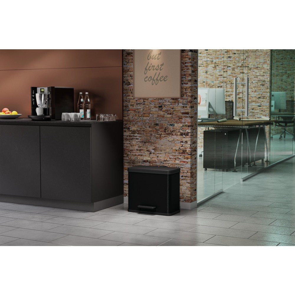 Produktabbildung Nr. 5: Collecteur de déchets à pédale Hailo Öko trio Plus L, 3 x 9 litres, mécanisme de fermeture amorti, noir foncé, mat