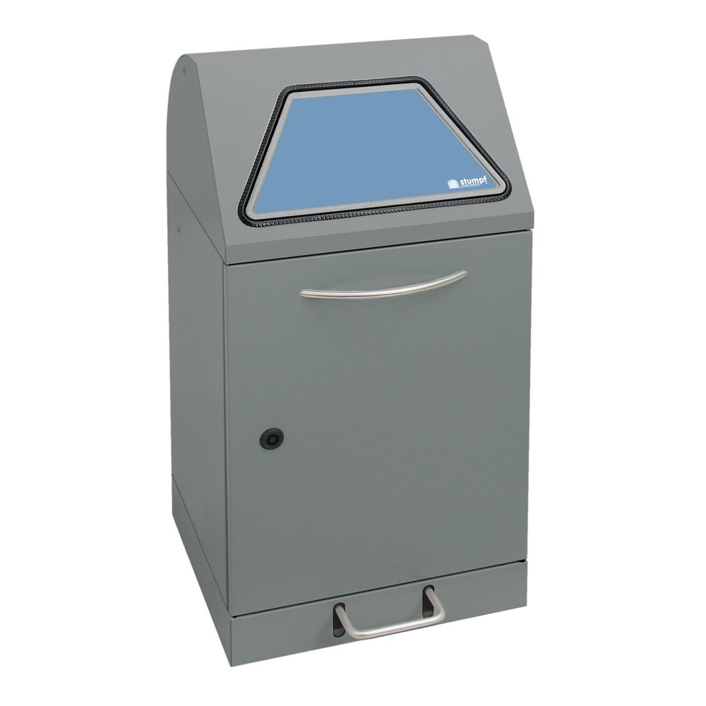 Illustration du produit: Collecteur de matériaux stumpf® à pédale, avec conteneur intérieur, tôle d'acier galvanisée, 45 litres, aluminium gris