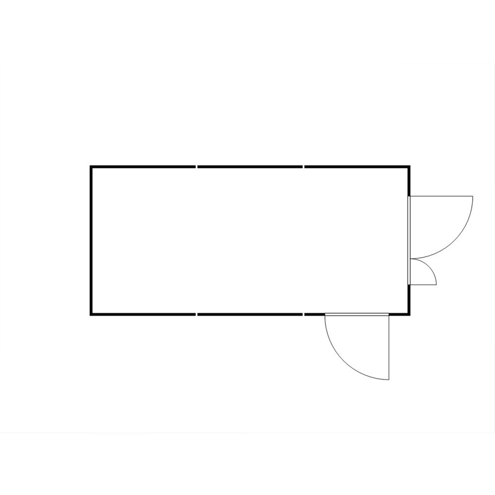 N° de l'image du produit 2 : Combinaison de conteneurs de matériel FLADAFI® 18 m², démontés, avec plancher en bois, dimensions extérieures 3 050x6 520x2 150 mm, porte à doubles battants (division asymétrique), au centre du côté avant, porte supplémentaire