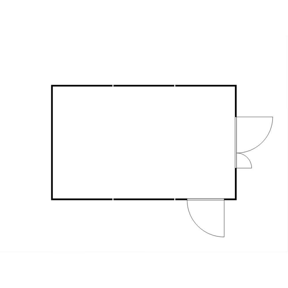 N° de l'image du produit 2 : Combinaison de conteneurs de matériel FLADAFI® 25 m², démontés, avec plancher en bois, dimensions extérieures 4 050x6 520x2 150 mm, porte à doubles battants (division asymétrique), au centre du côté avant, porte supplémentaire