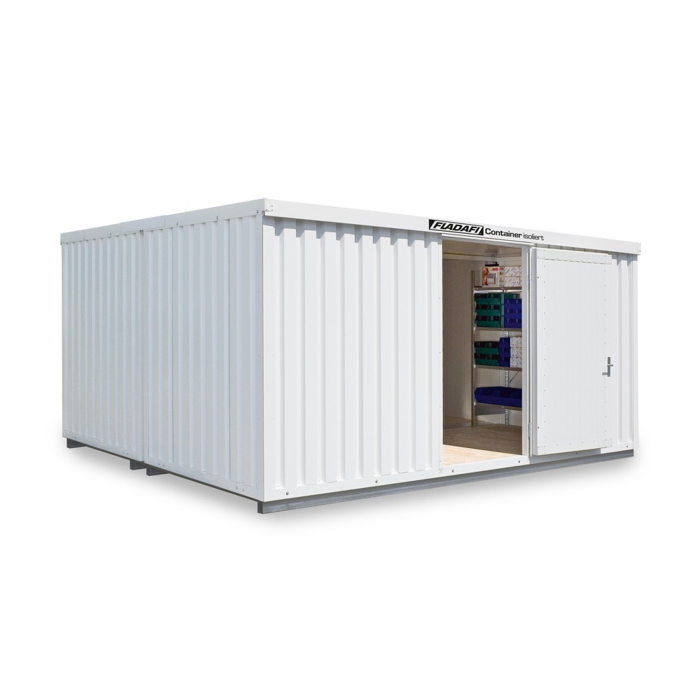 Illustration du produit: Combinaison de conteneurs de matériel FLADAFI® 20 m², isolés, avec fond isolé, dimensions extérieures 5 080x4 340x2 500 mm, porte à doubles battants (division asymétrique), au centre du module
