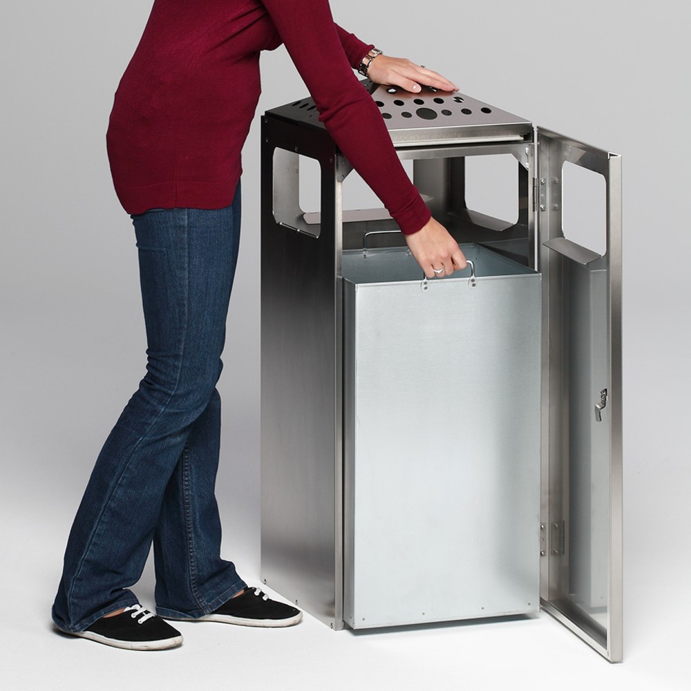 Produktabbildung Nr. 2: Combiné cendrier-poubelle VAR®, avec toît perforé, acier inoxydable, 80 litres
