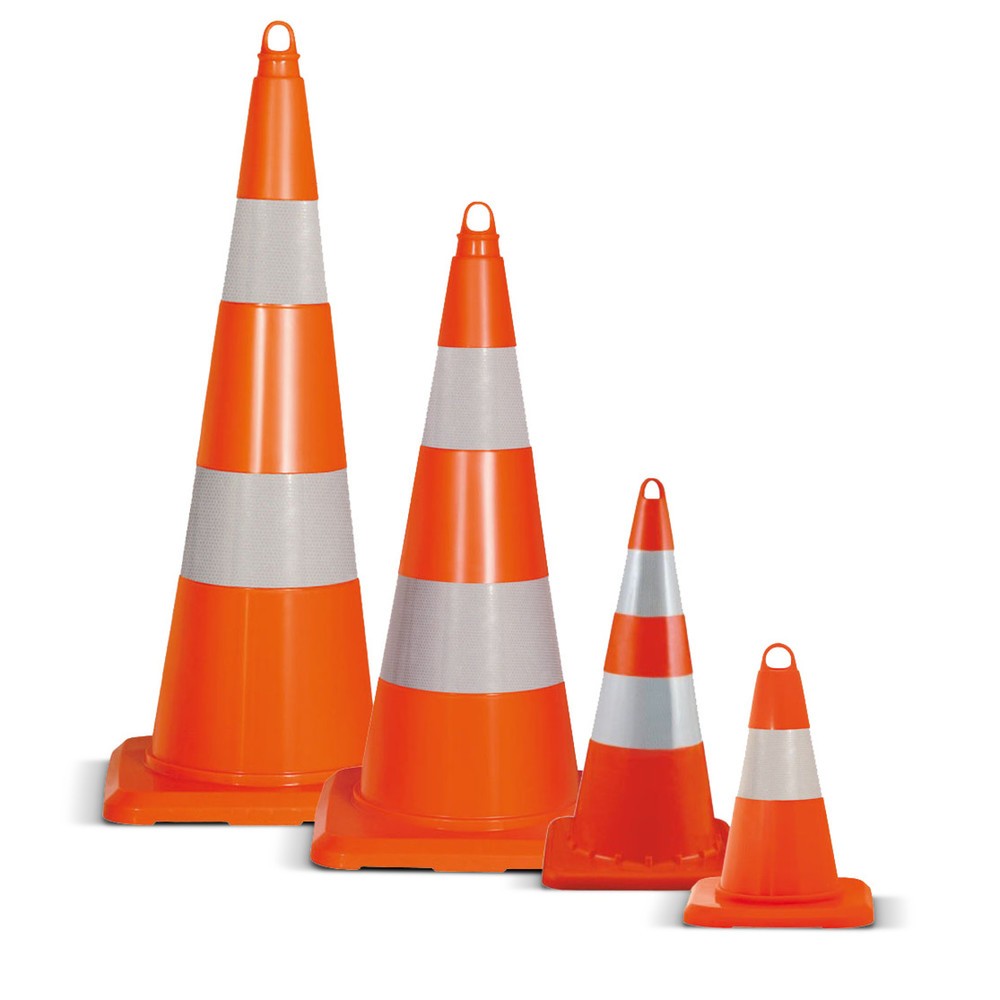 Illustration du produit: Cône de signalisation en PVC, pratiquable, rétroréfléchissant, hauteur de 320 mm
