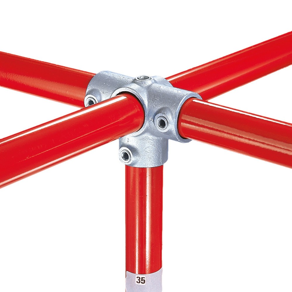 Illustration du produit: Raccord en croix avec 3 sorties, 1 passage central, Ø extérieur du tube 33,7 mm