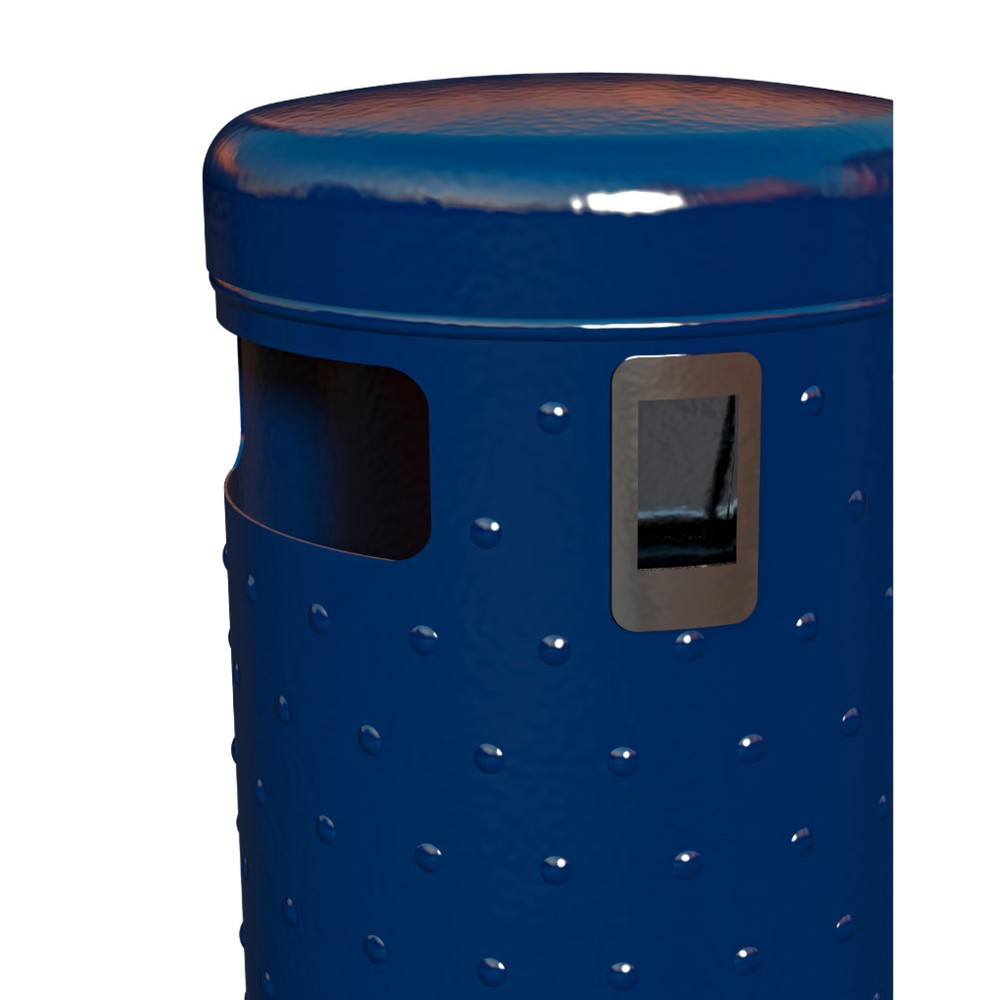 Produktabbildung Nr. 2: Poubelle RENNER avec vidage par le fond et cendrier chromé modèle 7022, ronde, 50 litres, design avec tôle alvéolée, vert mousse
