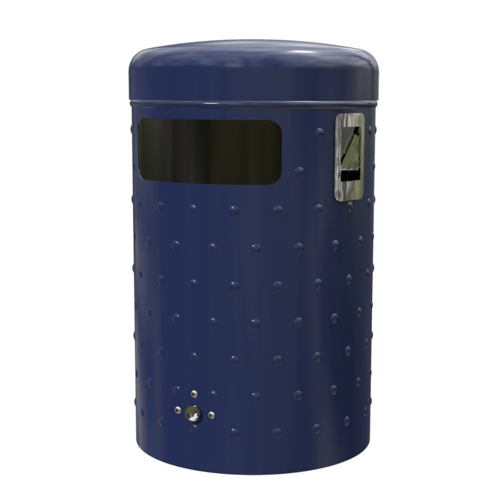 Illustration du produit: Poubelle RENNER avec vidage par le fond et cendrier chromé modèle 7022, ronde, 50 litres, design avec tôle alvéolée, vert mousse