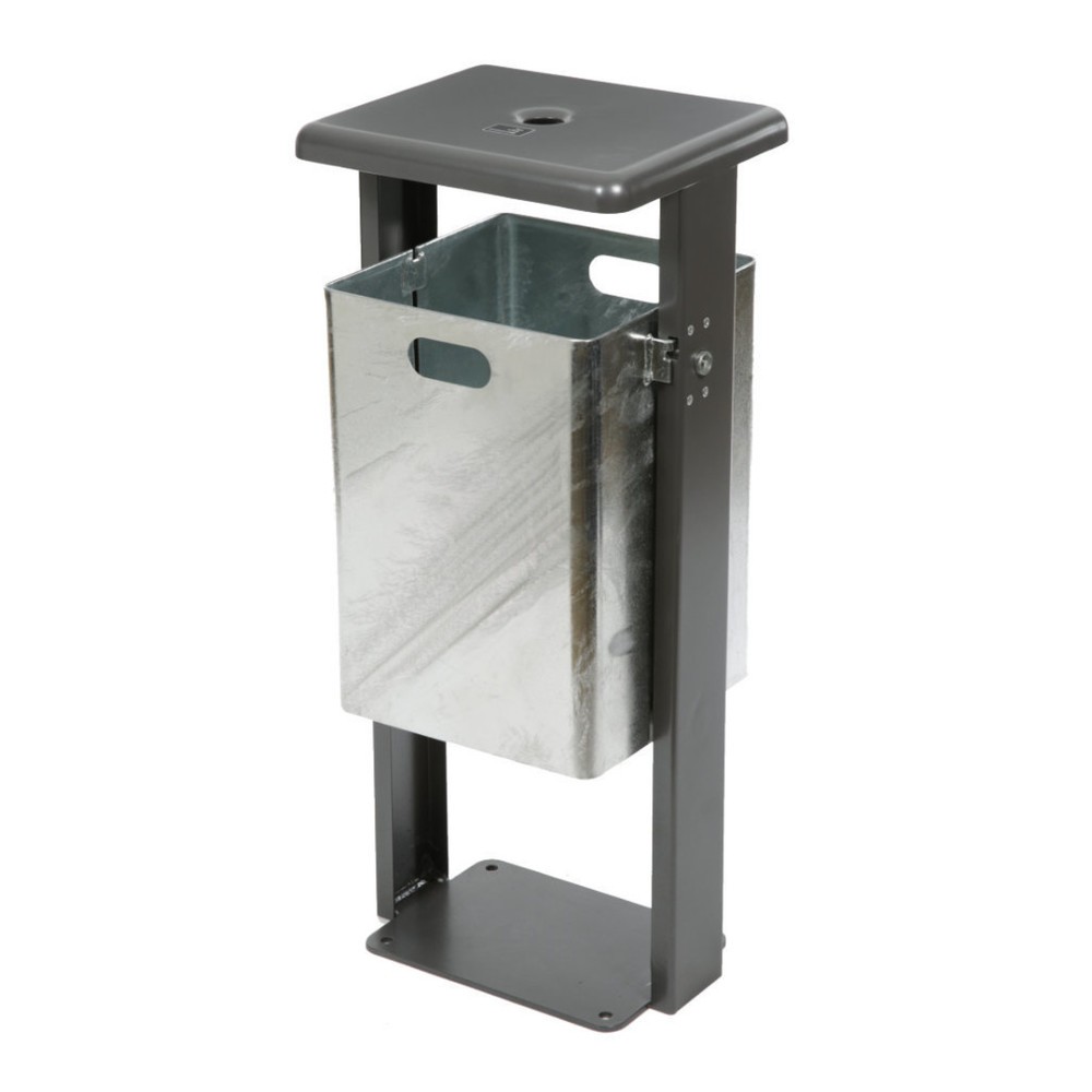 Produktabbildung Nr. 1: Conteneur à déchets RENNER modèle 7083-60, rectangulaire, 40 litres, à visser, avec cendrier, galvanisée, support et capot en anthracite/fer micacé