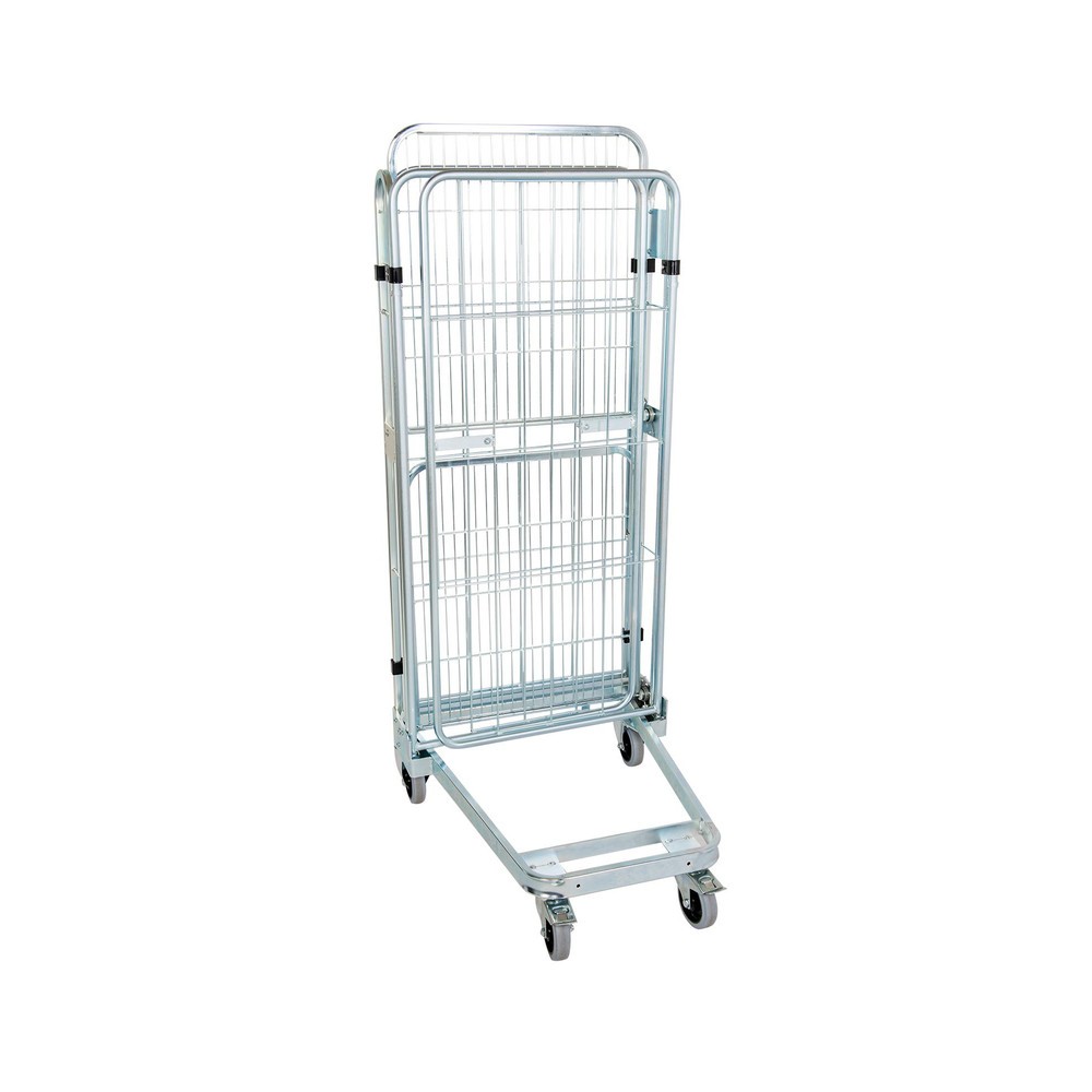 Produktabbildung Nr. 2: Conteneur à roulettes, 3 côtés avec plateau en acier, emboîtable, hauteur 1 660 mm, avec 1 plateau intermédiaire en acier