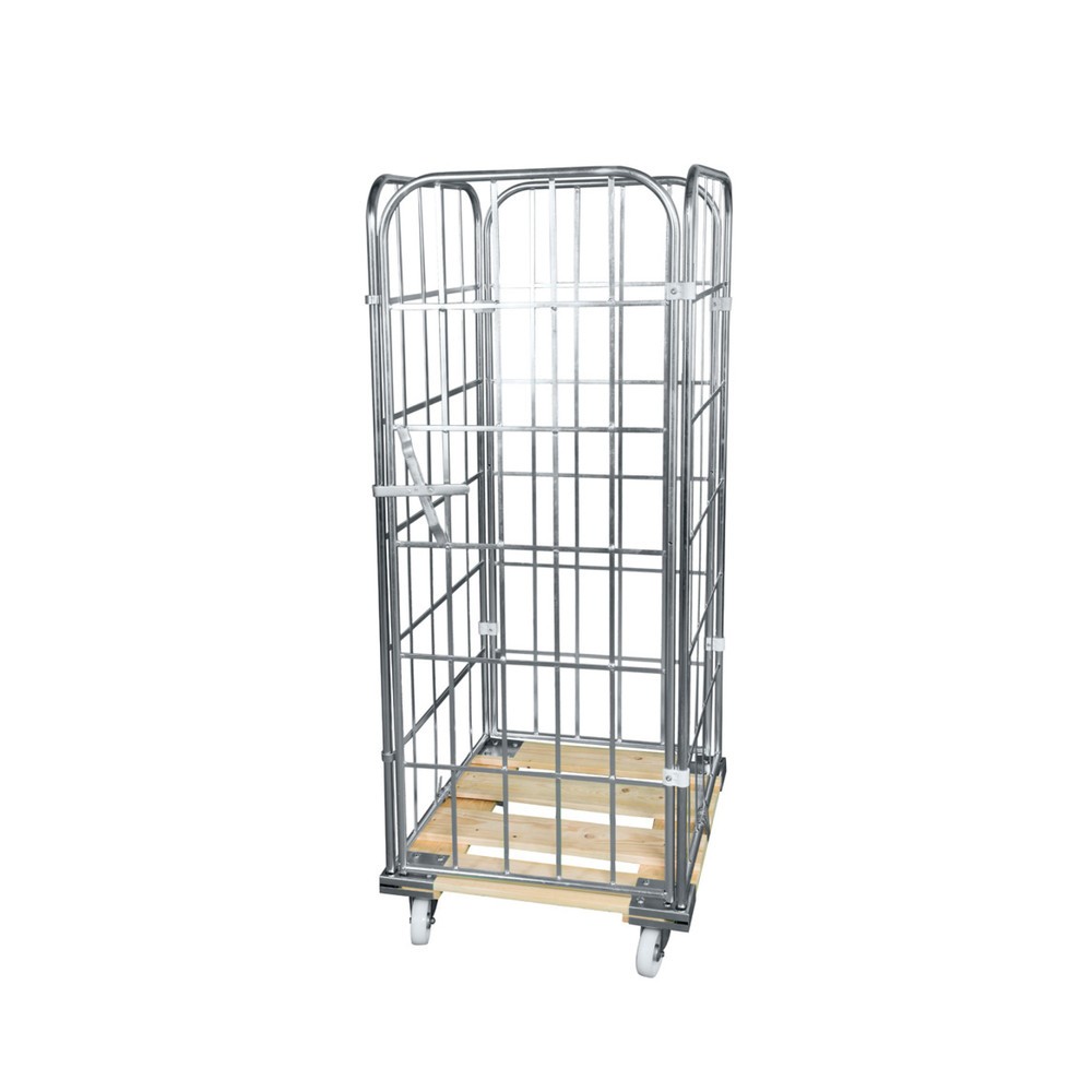 Illustration du produit: Conteneur à roulettes, 4 côtés, paroi avant monobloc, plateaux à roulettes en bois, HxlxP 1 650 x 720 x 810 mm