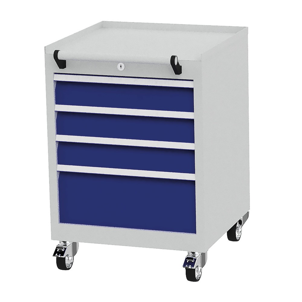 Produktabbildung Nr. 1: Conteneur à roulettes Bedrunka+Hirth avec capacité de charge de 50 kg par tiroir et extension totale, HxlxP 805 x 530 x 500 mm, bleu gentiane
