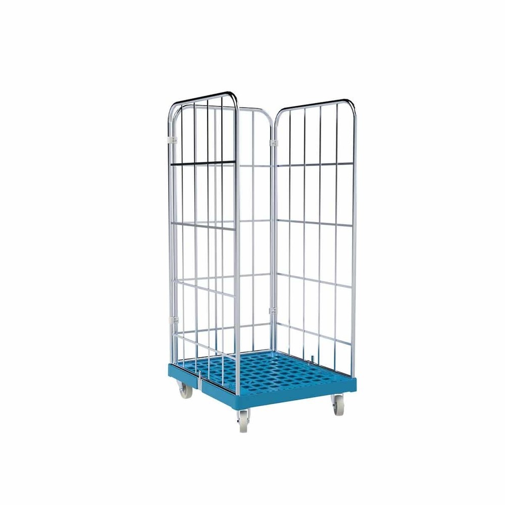 Illustration du produit: Conteneur à roulettes Classic, 3 côtés, galvanisé, plaque roulante en plastique, H x l x P 1 650 x 724 x 815 mm, bleu clair