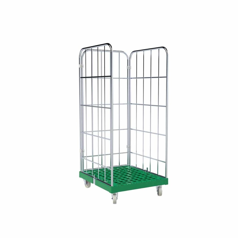 Illustration du produit: Conteneur à roulettes Classic, 3 côtés, galvanisé, plaque roulante en plastique, H x l x P 1 650 x 724 x 815 mm, vert signalisation