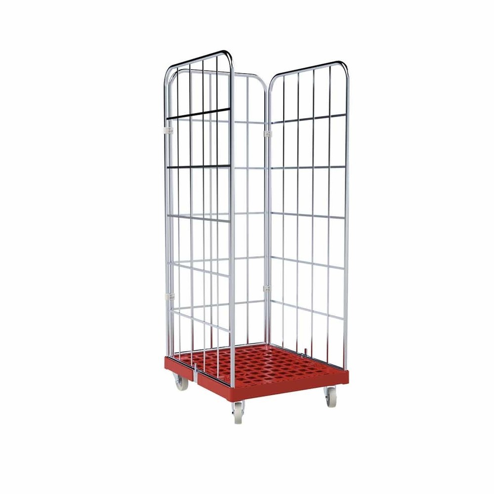 Illustration du produit: Conteneur à roulettes Classic, 3 côtés, galvanisé, plaque roulante en plastique, H x l x P 1 850 x 724 x 815 mm, rouge feu