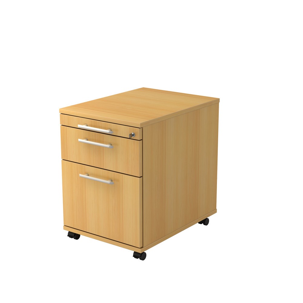 Illustration du produit: Conteneur à roulettes, 3 tiroirs avec poignée en plastique, HxlxP 590 x 428 x 580 mm, hêtre
