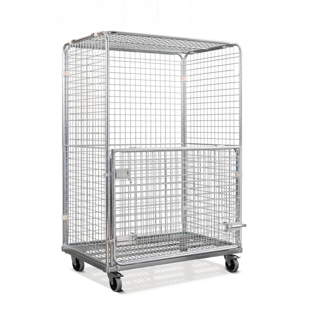 Illustration du produit: Conteneur à roulettes en acier aux dimensions Euro, 4 côtés avec paroi avant rabattable, plate-forme de chargement l x P 1 150 x 750 mm
