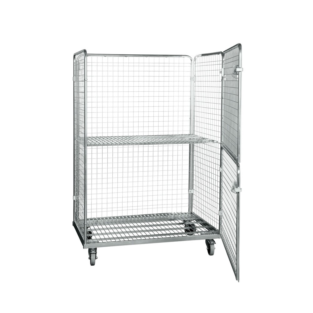 Produktabbildung Nr. 2: Conteneur à roulettes en acier aux dimensions Euro, 4 côtés avec paroi avant rabattable, plate-forme de chargement l x P 1 150 x 750 mm