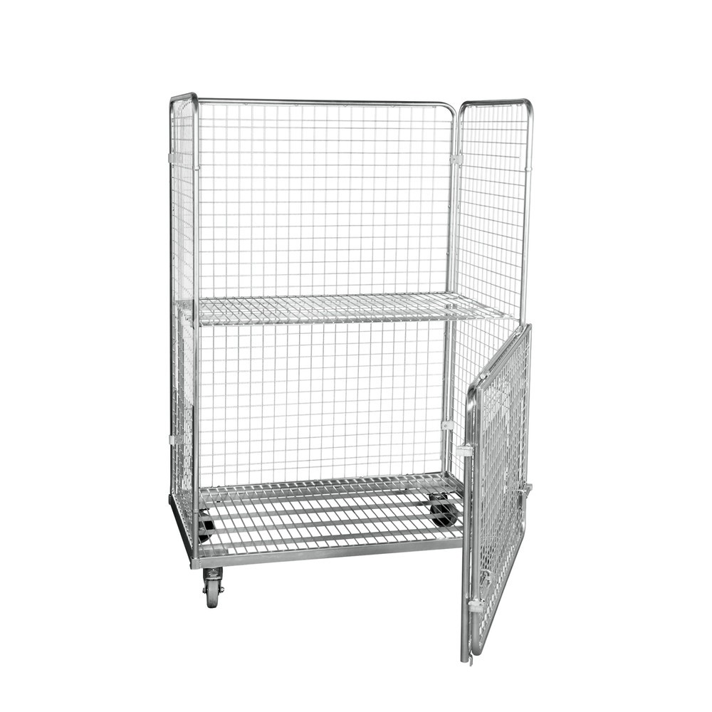Produktabbildung Nr. 3: Conteneur à roulettes en acier aux dimensions Euro, 4 côtés avec paroi avant rabattable, plate-forme de chargement l x P 1 150 x 750 mm