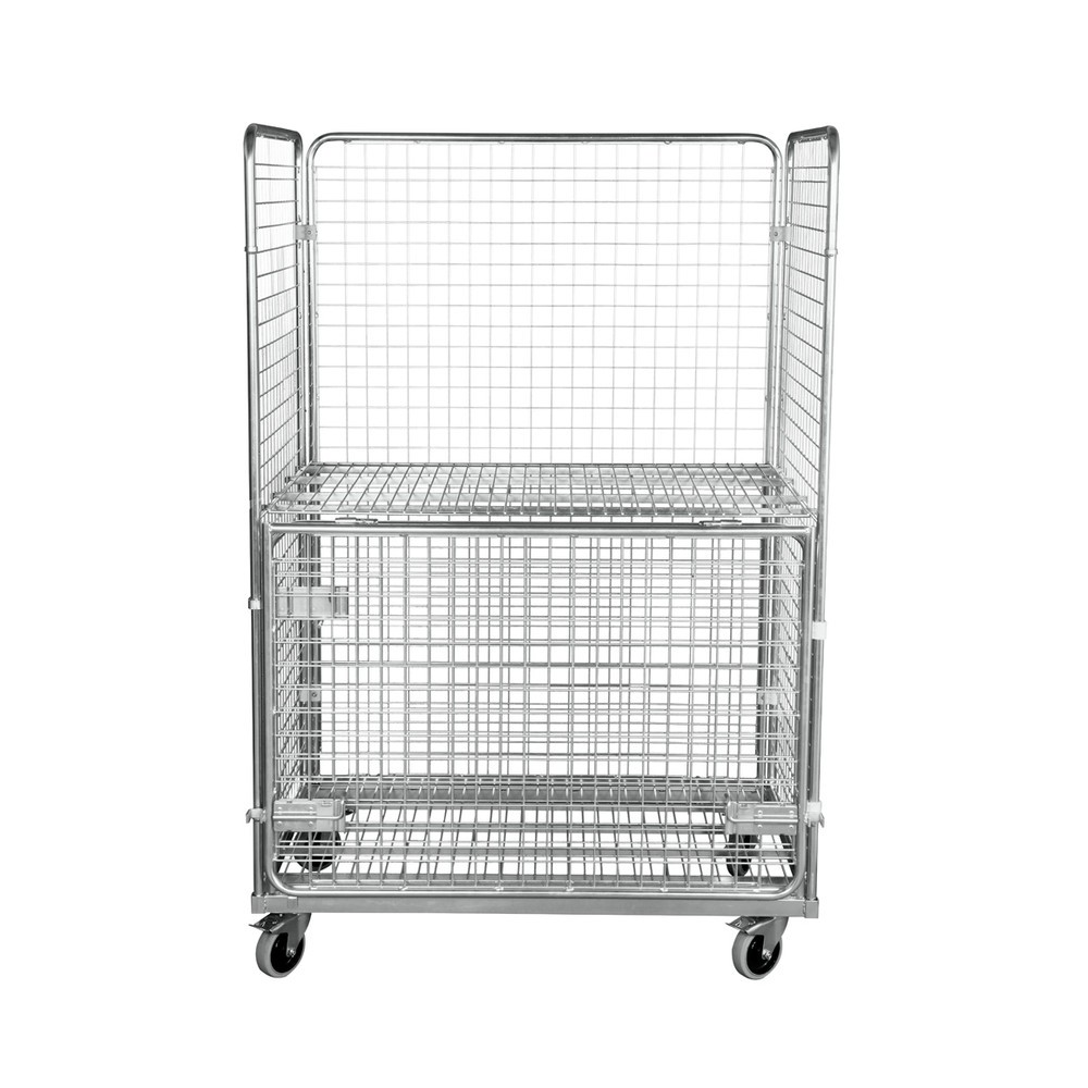 Produktabbildung Nr. 4: Conteneur à roulettes en acier aux dimensions Euro, 4 côtés avec paroi avant rabattable, plate-forme de chargement l x P 1 150 x 750 mm