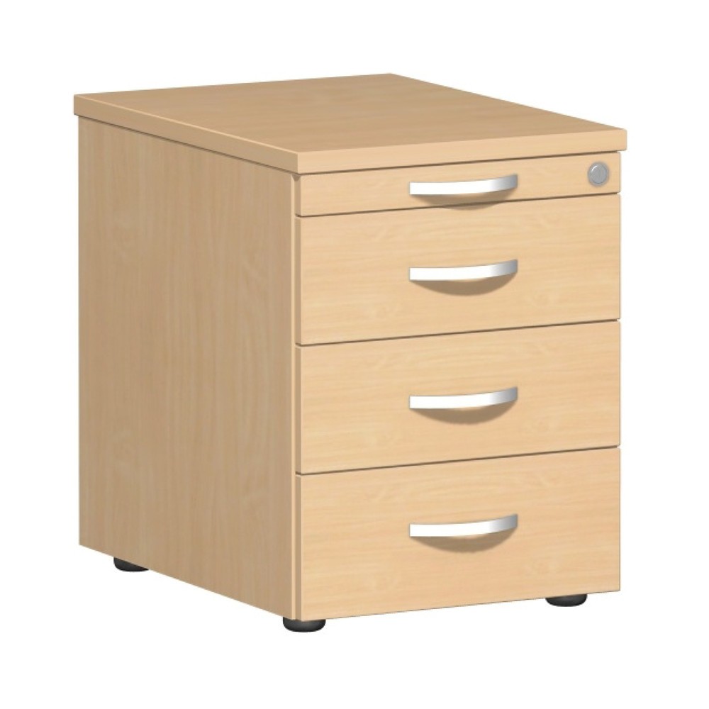Illustration du produit: Conteneur à roulettes Lissabon, H x l x P 566 x 600 x 430 mm, 3 inserts en plastique, hêtre