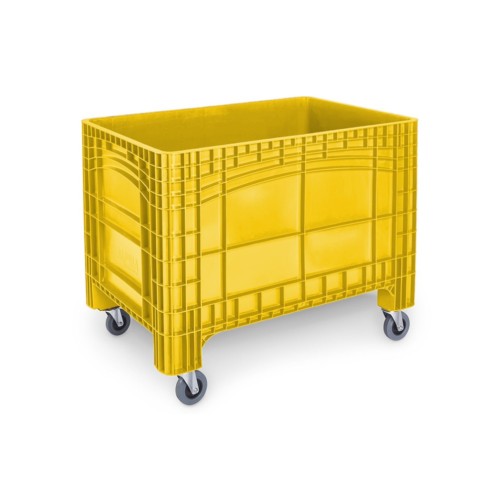 Produktabbildung Nr. 1: HxlxP 950 x 1 200 x 800 mm, 535 litres, 4 roues directrices (2 avec frein), jaune