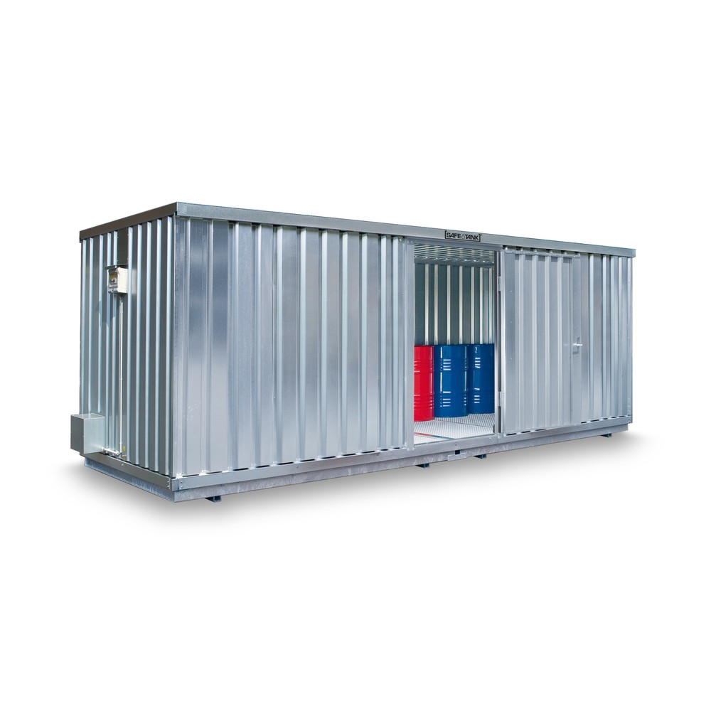 Illustration du produit: Conteneur pour substances dangereuses SAFE Tank 300, installation à l'extérieur, ALG, galvanisé, monté, dimensions extérieures 2 100x1 440x2 300 mm, porte à doubles battants (division asymétrique), au centre du côté de 2 m, surface de