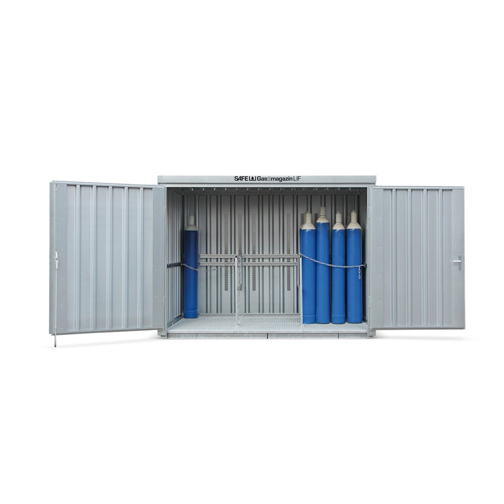 Conteneur de stockage pour bouteilles de gaz avec cadre de sol, HxlxP 2 250 x 3 005 x 2 170 mm Illustration du produit: Conteneur de stockage pour bouteilles de gaz avec cadre de sol, HxlxP 2 250 x 3 005 x 2 170 mm